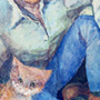 A man with a cat.95110 cm, canvas, oil