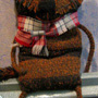 Cat in woolen scarf. 50cm, textiles.